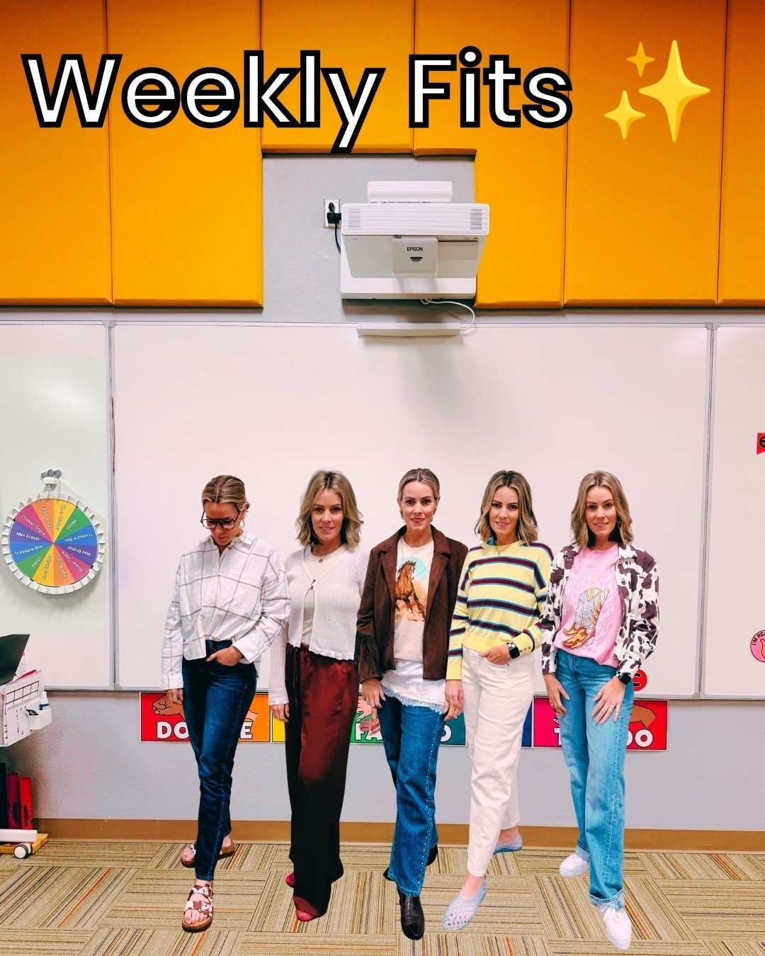 5 outfits from this week are linked 💛 

A mix of exact pieces + similar finds so you can recreate the looks. Think fun layers, comfy shoes, graphic tees, and easy statement pieces for real life. 

Which one is your favorite? ✨

#LTKSaleAlert #LTKootd #LTKWorkwear