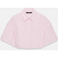 Zara - Striped Poplin Crop Shirt - Pink / White - Xl - Woman | Zara UK