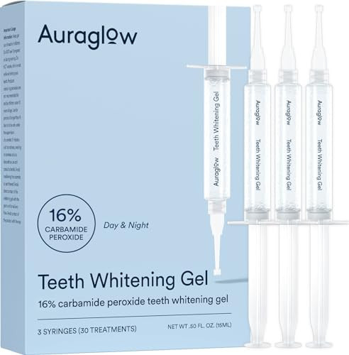 Auraglow 16% Overnight Teeth Whitening Gel Syringe Refills, 16% Carbamide Peroxide, Overnight Teeth Whitening Gel, 30 Whitening Treatments, (3) 5mL Whitening Gel Syringes, Contains Potassium Nitrate | Amazon (US)