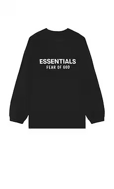 Fear of God ESSENTIALS Jersey Long Sleeve T-Shirt in Black from Revolve.com | Revolve Clothing (Global)