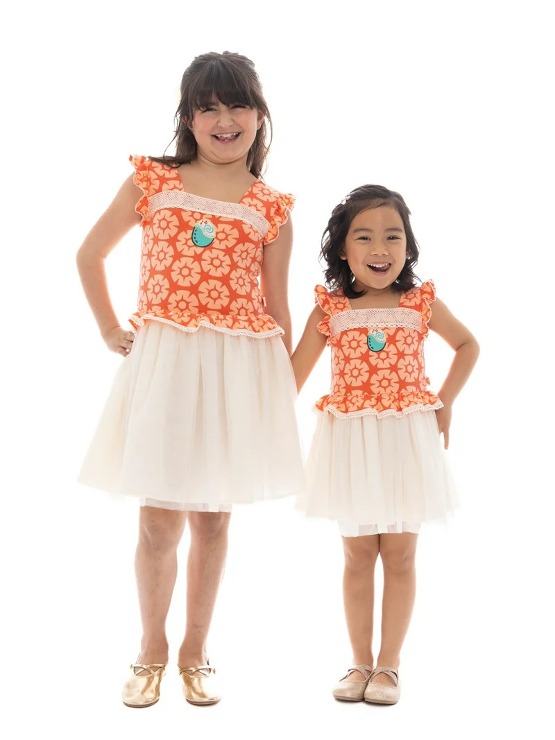 Disney Princess Girls Moana Cosplay Dress with Flutter Sleeves, Sizes 4-12 | Walmart (US)