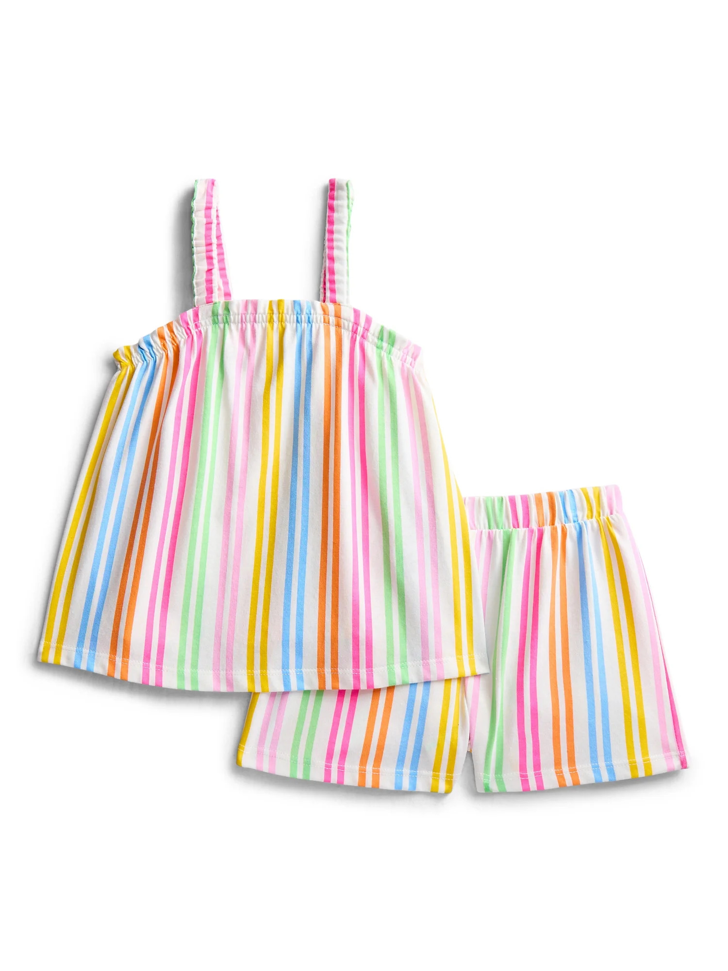 Wonder Nation Toddler Girls Ribbed Tank Top and Shorts 2-Piece Set, Sizes 12M–5T | Walmart (US)