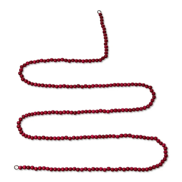 Round 14mm Wood Bead Christmas Garland, Red, 9', by Holiday Time | Walmart (US)
