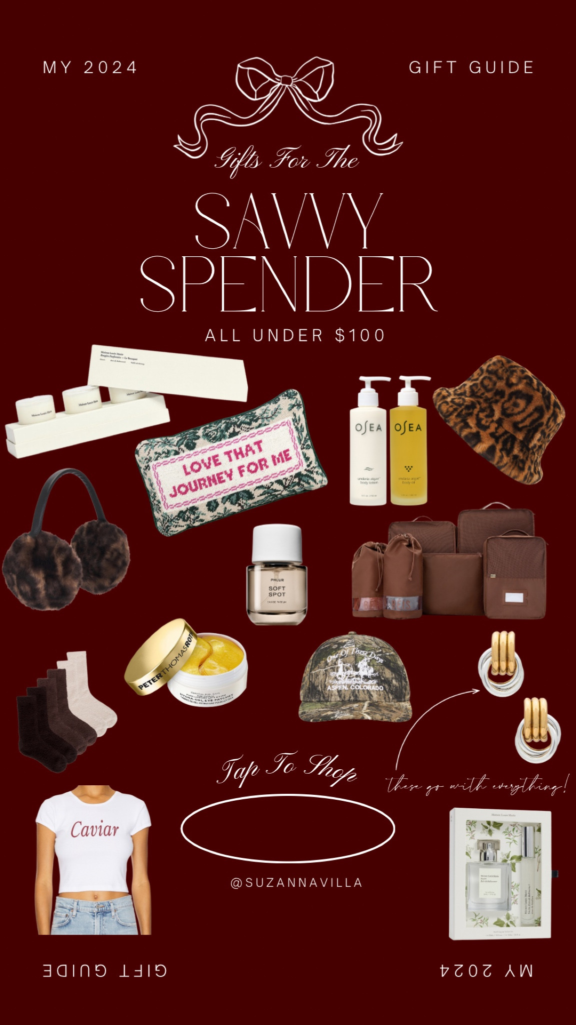 shop my 2024 “gifts under $100” gift guide // #giftsunder50 #giftguide #affordablegifts #giftsforher #beautygifts #beautyandhair #earmuffs #haircare #candles #stockingstuffers #giftsunder100 #skincaregifts #socks #perfume #packingcubes #giftideas

#LTKFindsUnder100 #LTKCyberWeek #LTKGiftGuide