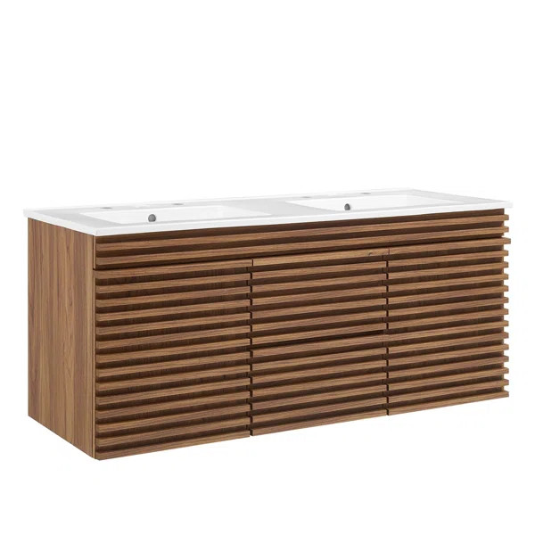 Render 48" Wall-Mount Bathroom Vanity by Modway | Wayfair North America