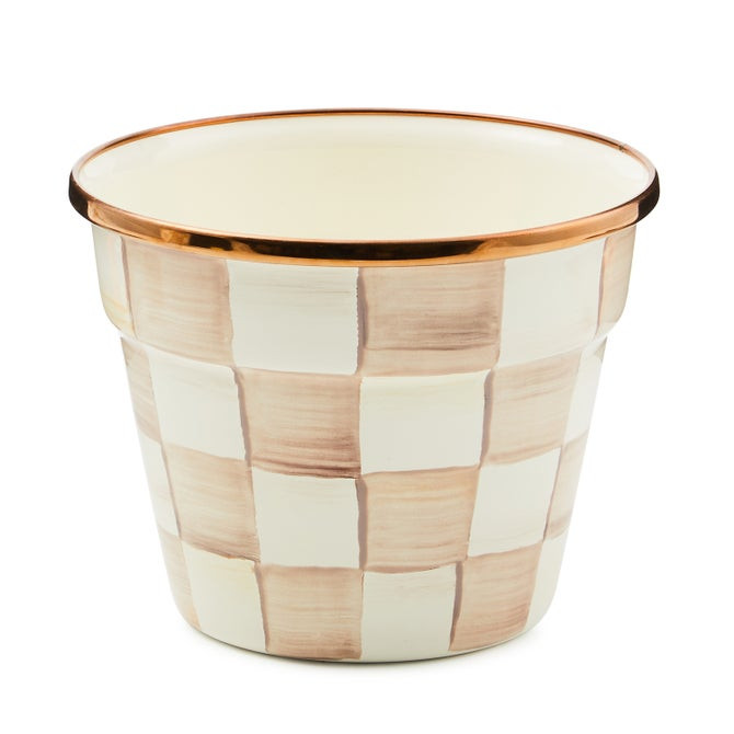 Mocha Check Small Garden Pot | MacKenzie-Childs