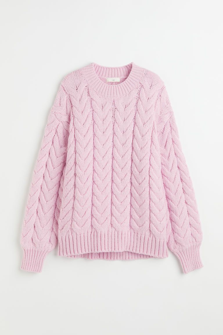 H & M - Cable-knit Sweater - Pink | H&M (US + CA)