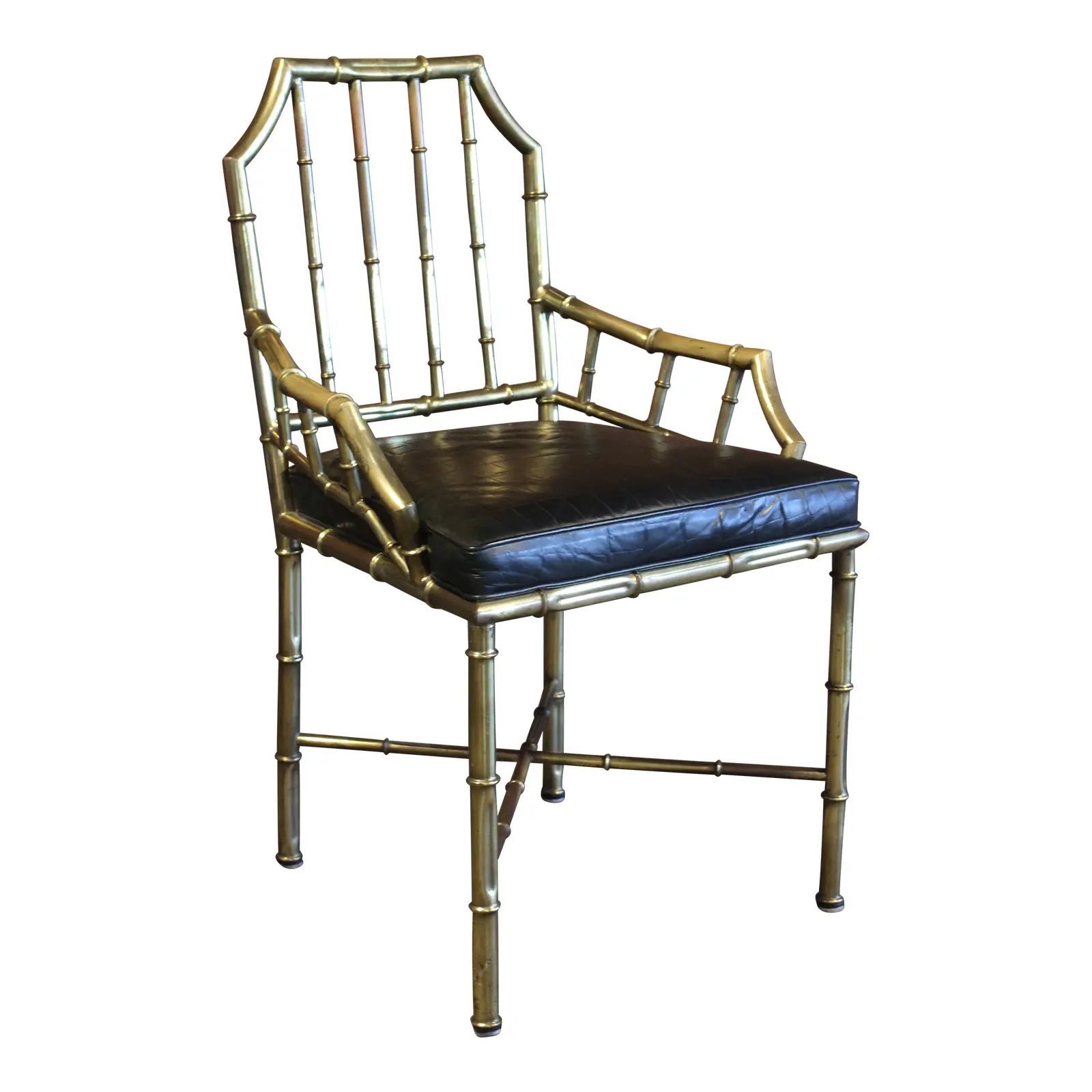 Faux Bamboo Brass Armchair, Italy, 1960s | Chairish