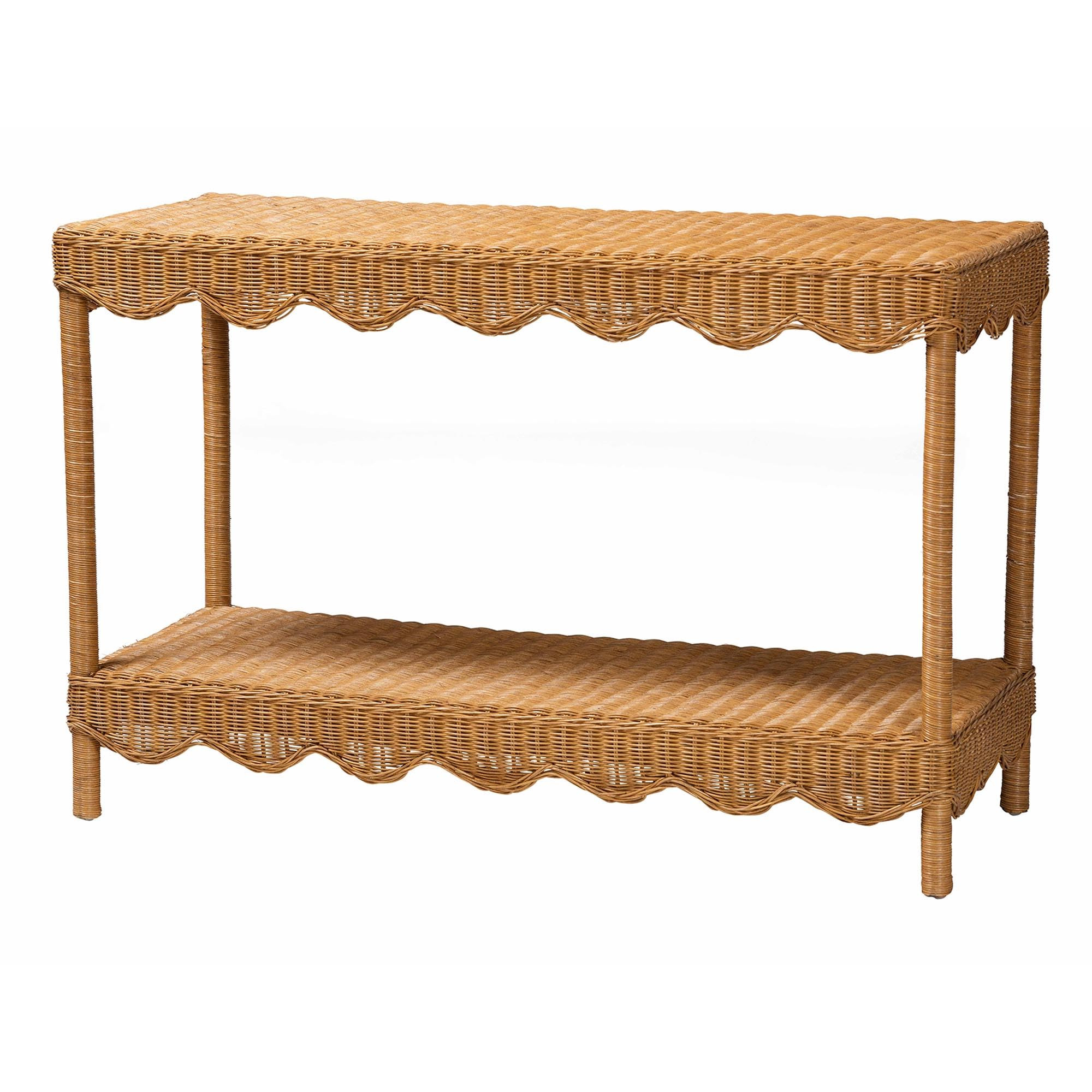 Bali & pari Oteria Bohemian Light Honey Scalloped Rattan Console Table | Amazon (US)