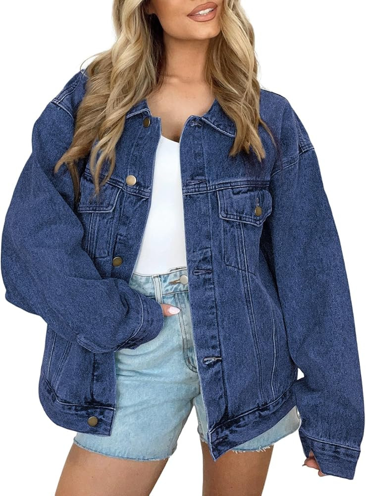Kedera Oversized Jean Jacket, Denim Jacket Trucker Jacket Shacket Fall Coats | Amazon (US)