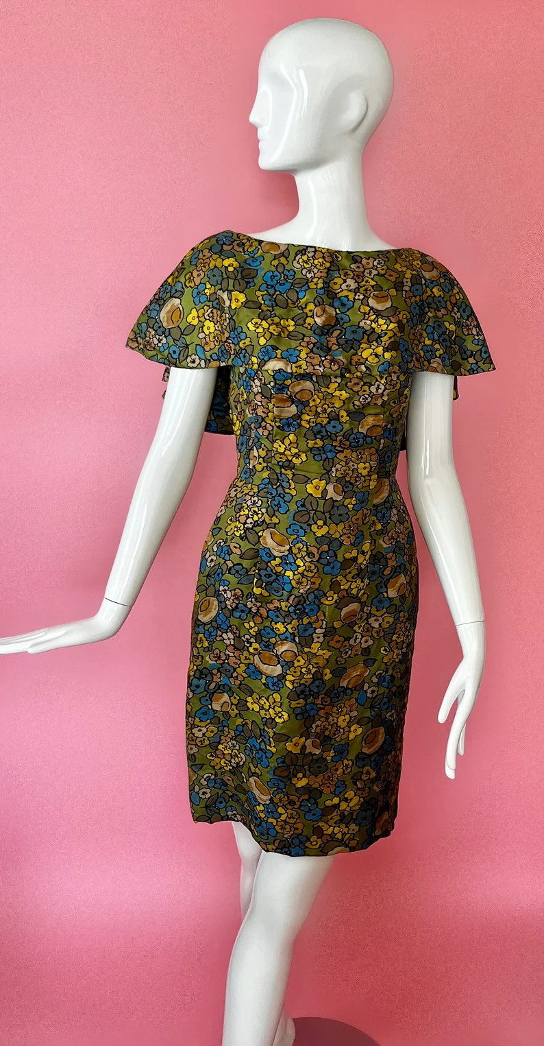 Xs/S 1960s Mr. Blackwell Floral statement collar dress | Etsy (Global)