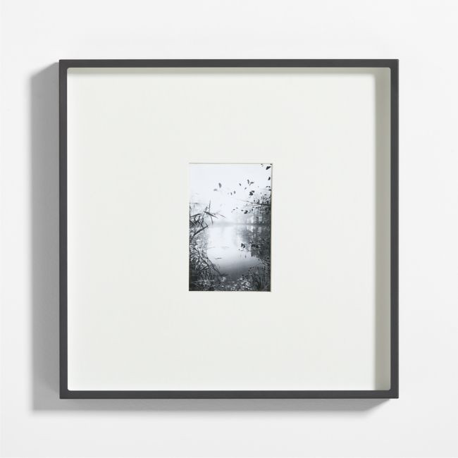 Brushed Black Metal Picture Frame with Vertical White Mat 4x6 | Crate & Barrel