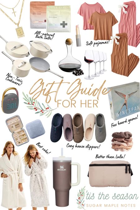 Gift guide for her - It’s that time of year when we’re all shopping for something special to give at Christmas time. I put together a few of my favorite Christmas gift ideas for her. Read my blog post to find out why they’re added to my gift guide this year!

Read it: https://sugarmaplenotes.com/2023/12/12/christmas-gift-guide-for-her-2/



Christmas Gift Guide for her! Non-toxic cookware, cozy robes, slippers, pajamas, board games, travel speaker, jewelry box, monogram gold necklace, calpack belt bag, lipstick and more! 

Gift guide for moms - gift guide for women 

#liketkit #LTKGiftGuide #LTKHoliday #LTKSeasonal
https://liketk.it/4ndBe

#LTKSeasonal #LTKGiftGuide #LTKHoliday