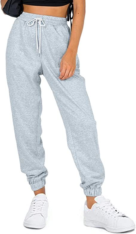 AUTOMET Women's Cinch Bottom Sweatpants High Waisted Athletic Joggers Lounge Pants with Pockets | Amazon (US)