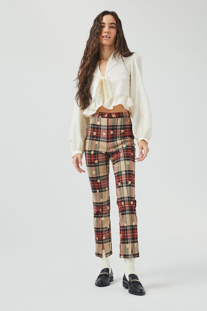 UO Tessa Plaid Notched Pant | Urban Outfitters (US and RoW)