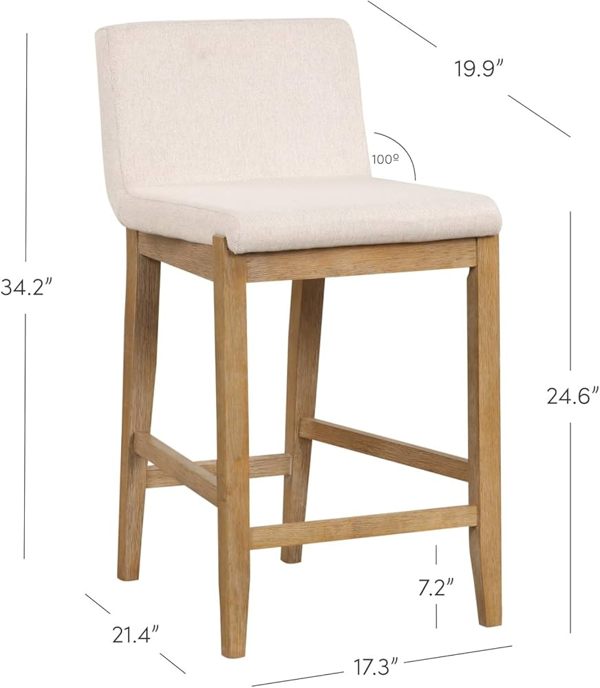 Nathan James Gracie Modern Counter Height Bar Stool with Back, Counter Stool Upholstered Chair wi... | Amazon (US)