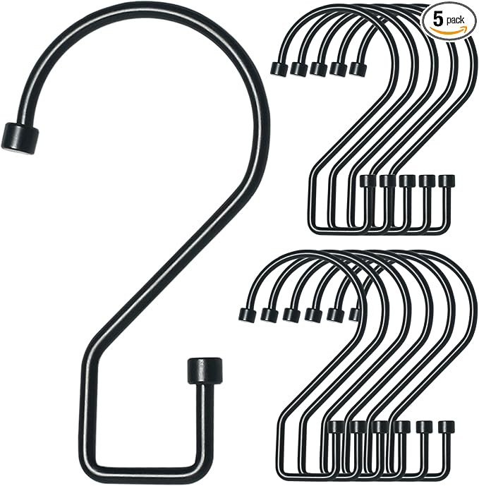 12Pcs S Hooks Hanging 4 inch Heavy Duty Large S Hooks, Reversible Black Metal S Shaped Hooks, Uti... | Amazon (US)