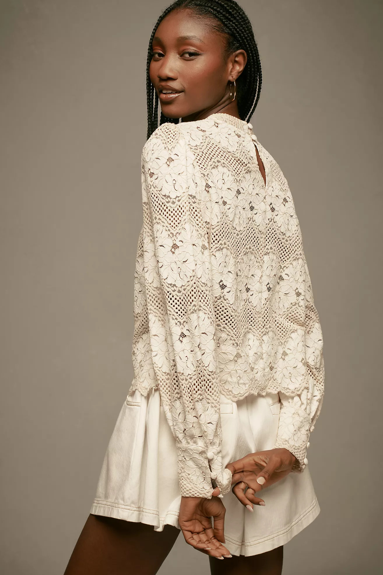 DOLAN Mock-Neck Lace Blouse | Anthropologie (US)