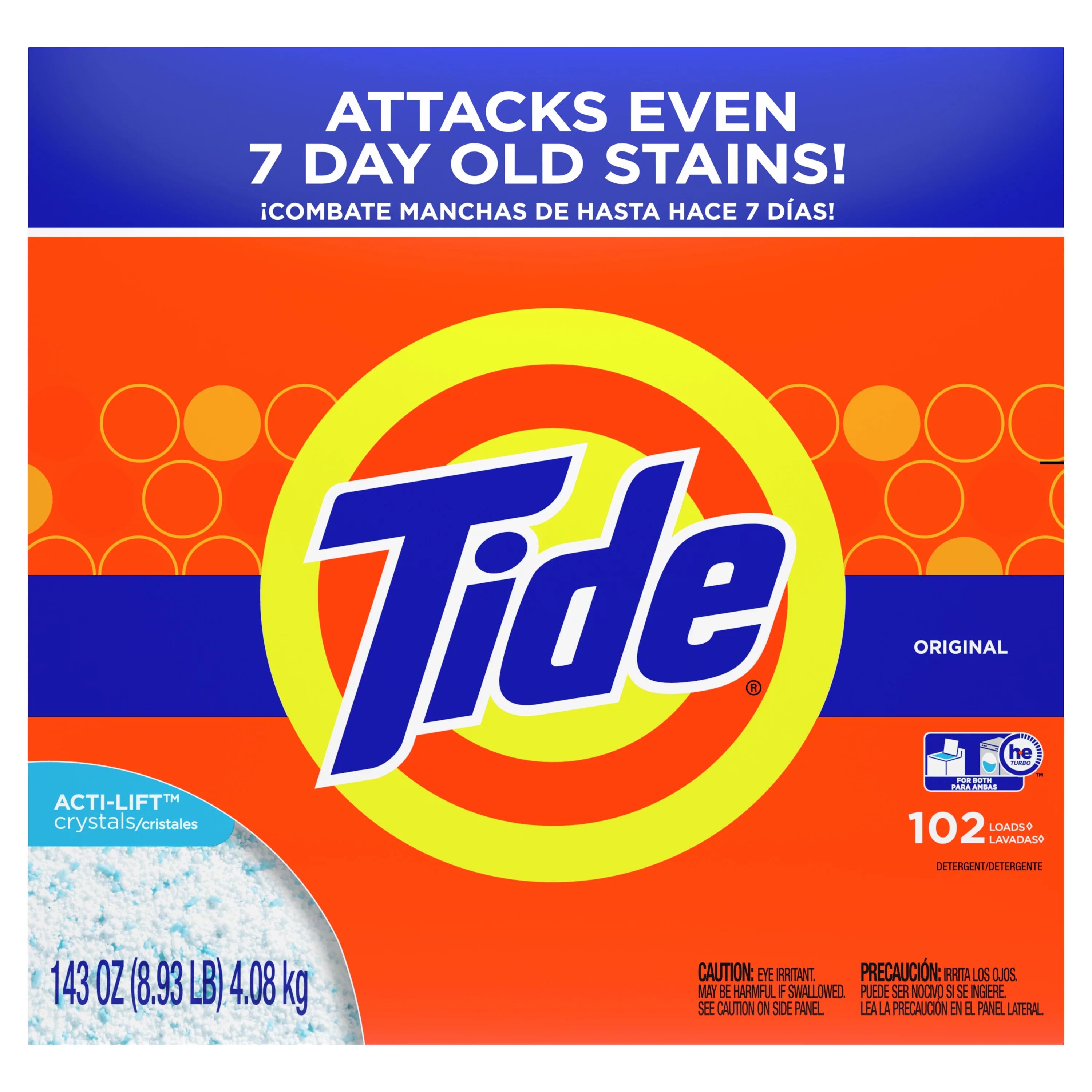 Tide Original 102 Loads, Powder Laundry Detergent, 143 Oz | Walmart (US)