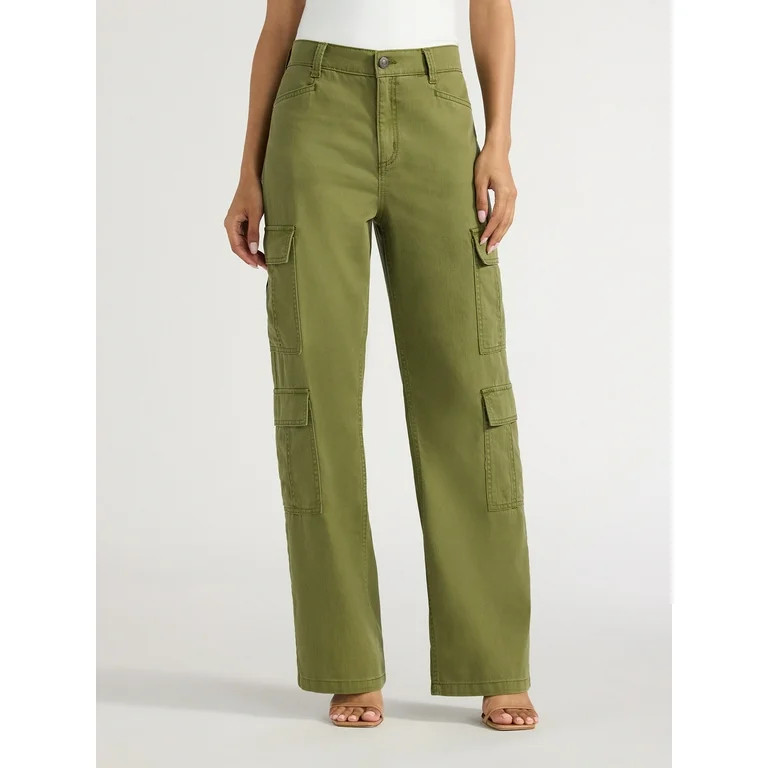 Sofia Jeans Women's Relaxed Straight Super High Rise Cargo Pants, 32.5" Inseam, Sizes 0-20 | Walmart (US)