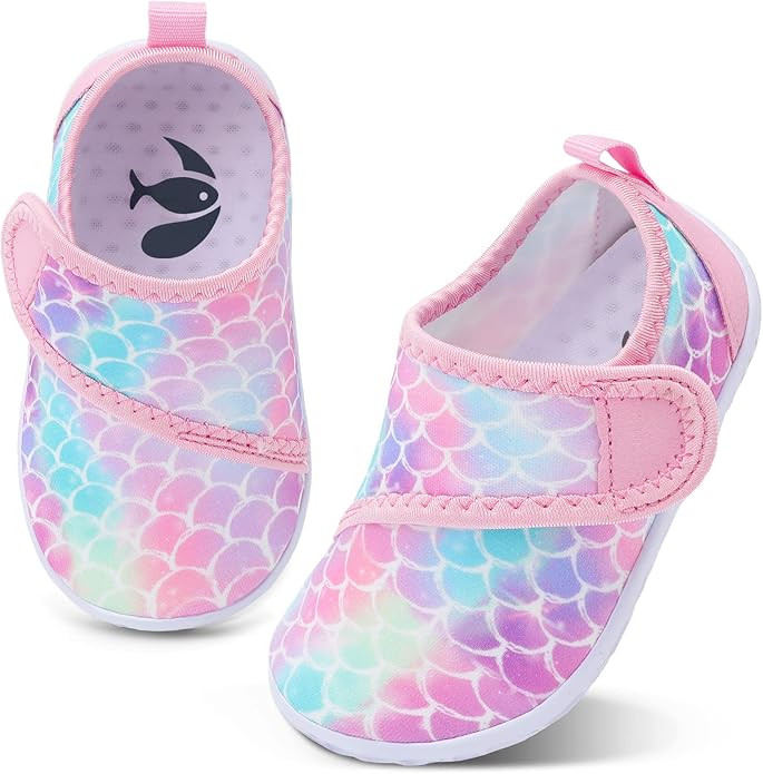 shopUAL Toddler Water Shoes Kids Girls Boys Beach Aqua Socks Skin Barefoot Walking Water Shoes Qu... | Amazon (US)