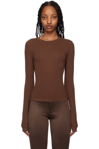 SKIMS - Brown Fits Everybody Long Sleeve T-Shirt | SSENSE