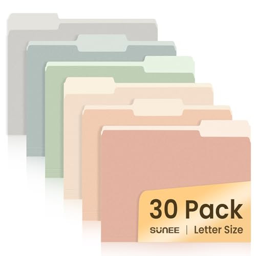 SUNEE File Folders, 30 Pack Manilla Folders 8.5 x 11, Colored File Folders Home Office School Sup... | Amazon (US)