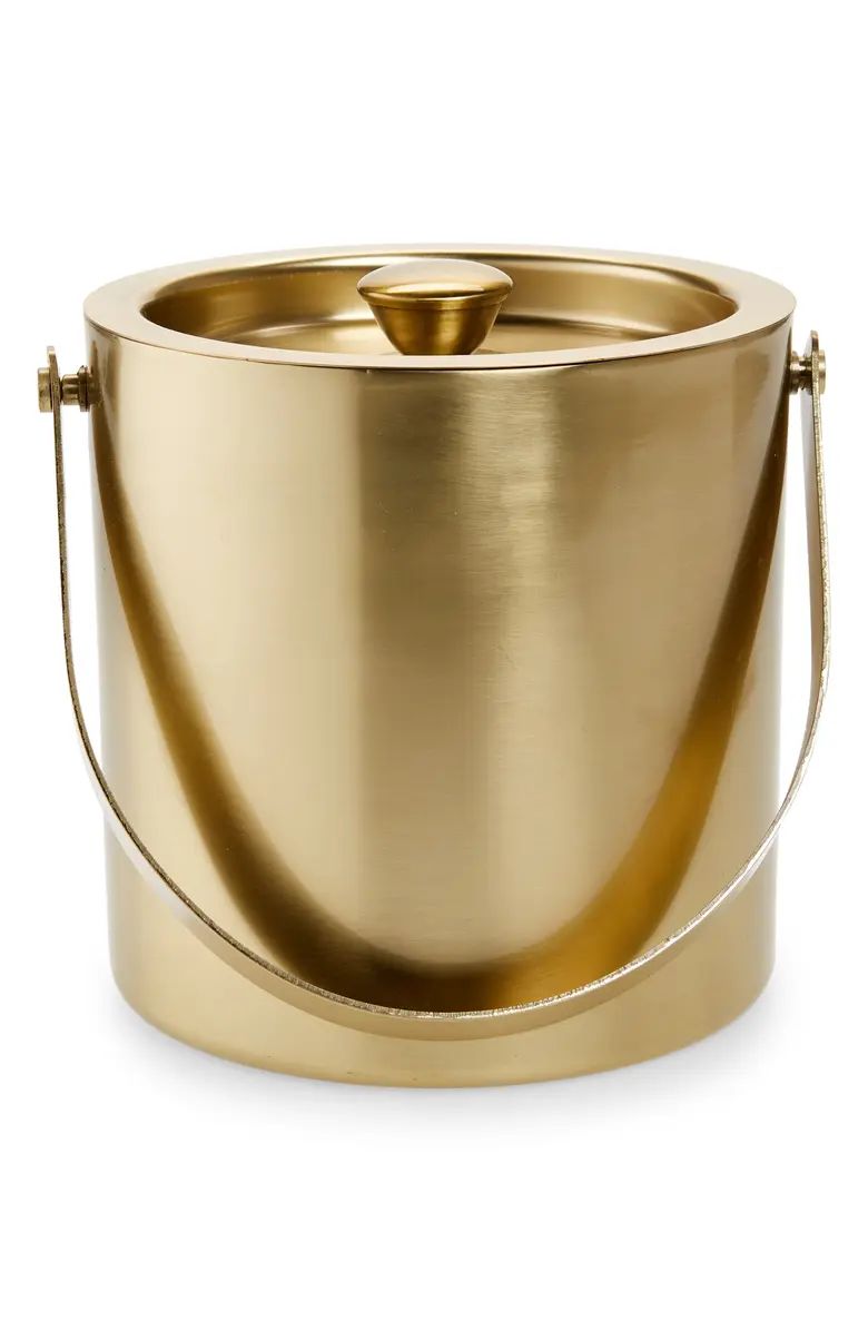 Goldtone-plated stainless steel adds a party-ready flourish to this lidded ice bucket for an eleg... | Nordstrom