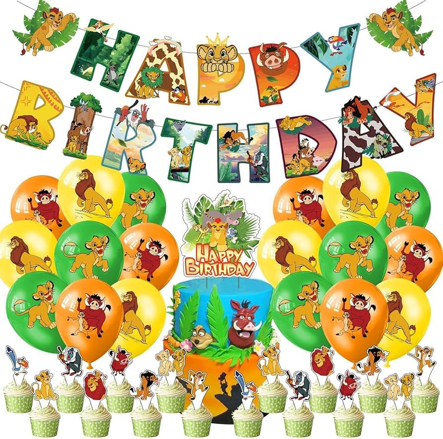 36Pcs Lion King Birthday Party Supplies Including Birthday Banner Lion Balloons Lion King Cake To... | Amazon (CA)
