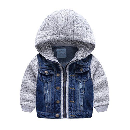 Goodluckclothes Kids Boys Zipper Hooded Cotton Denim Coat Jackets | Amazon (US)