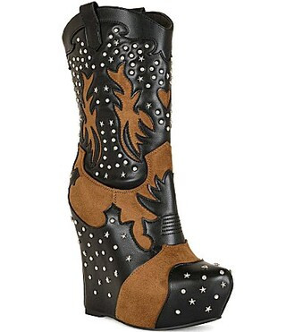 Azalea Wang Callia Studded Overlasted Platform Wedge Booties - 7 | Dillard's