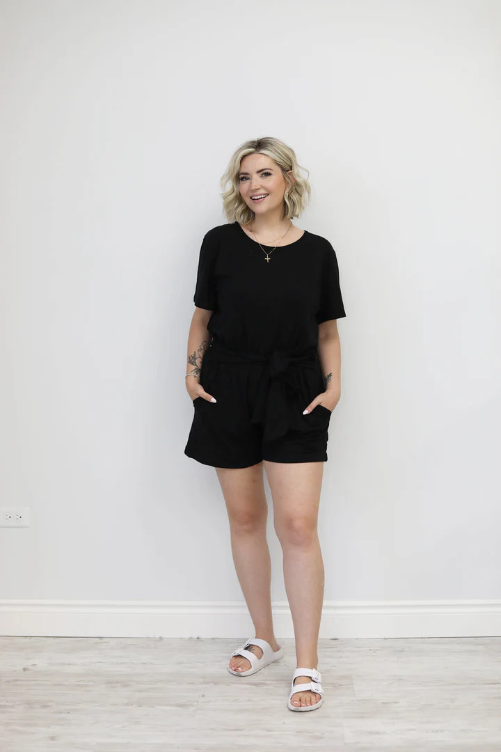 Jemma Shorty Romper in Midnight Black | SMASH+TESS CA