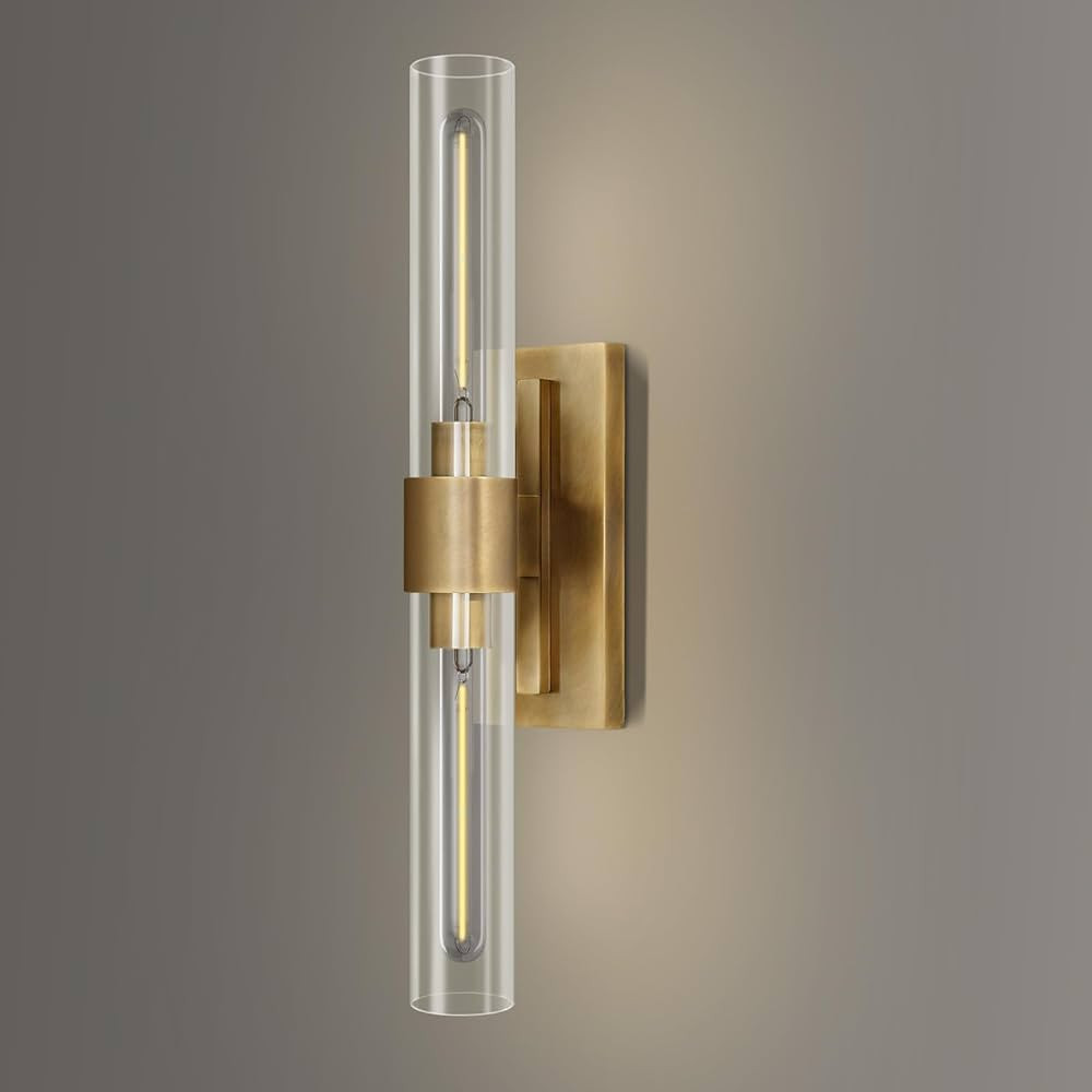 Gold 22.8" Sconces Wall Lighting,Bathroom Vanity Lights Fixtures with Clear Glass Shade Wall Lamp... | Amazon (US)
