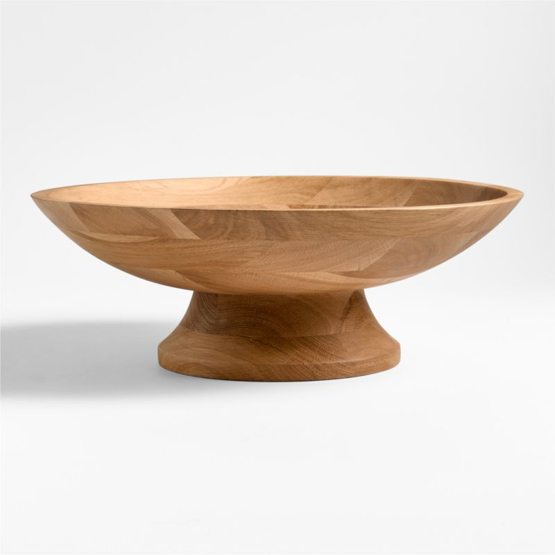 Madeira Oak Wood Tall Footed Serving Bowl + Reviews | Crate & Barrel | Crate & Barrel