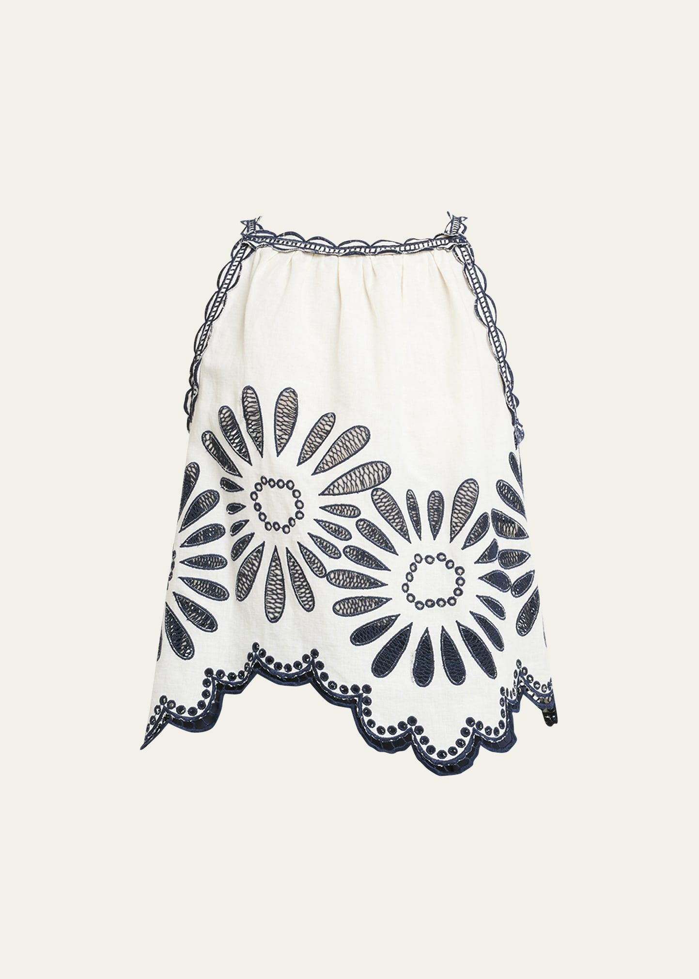 Ulla Johnson Jolie Floral Embroidered Linen Cotton Halter Top | Bergdorf Goodman