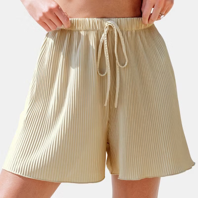 Women's Apricot Pleated Lettuce Hem Shorts - Cupshe | Target