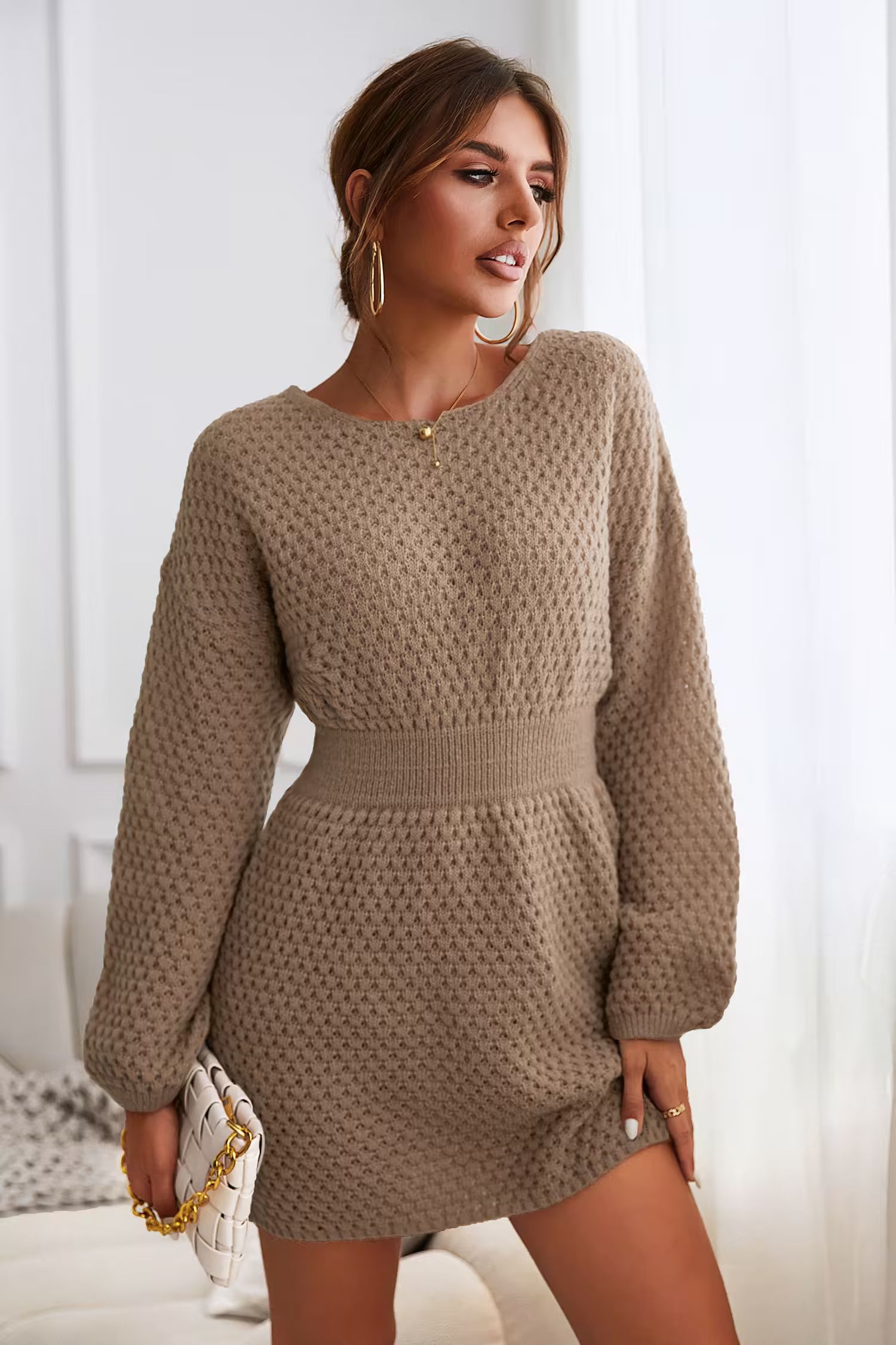 Evelina Honeycomb Knit Sweater Dress | Cupshe US