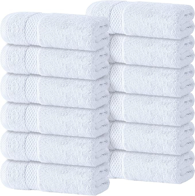 White Classic Luxury Cotton Washcloths 13x13 Inch - 650 GSM Turkish Cotton | Hotel, Spa, Bathroom... | Amazon (US)