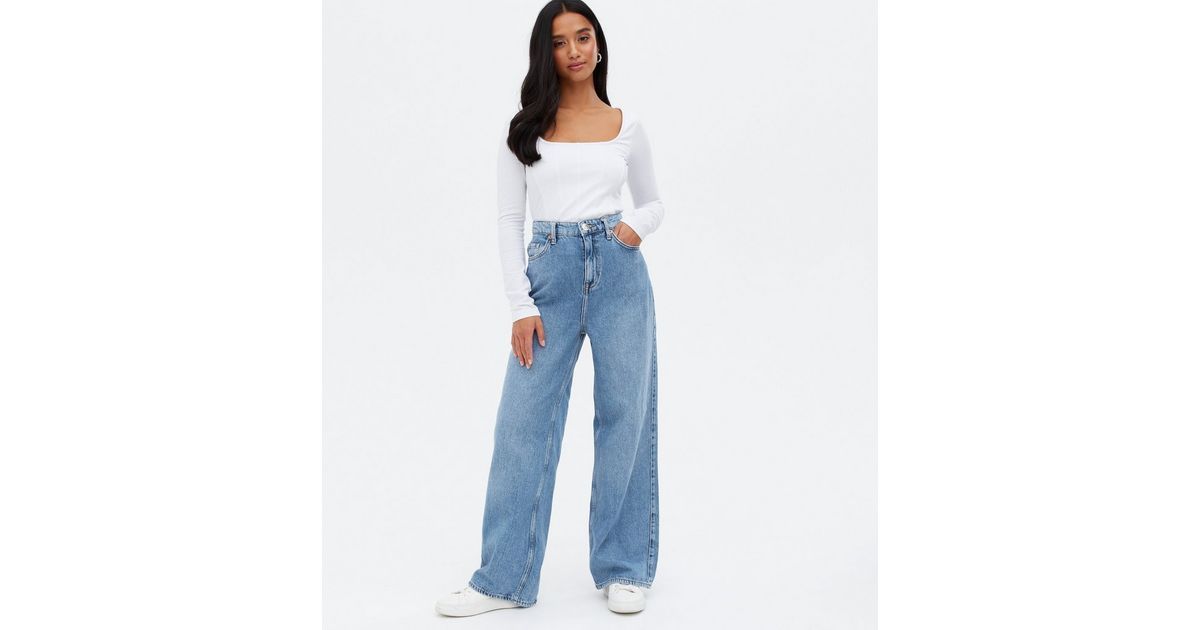 Petite Blue High Waist Adalae Wide Leg Jeans
						
						Add to Saved Items
						Remove from Sa... | New Look (UK)