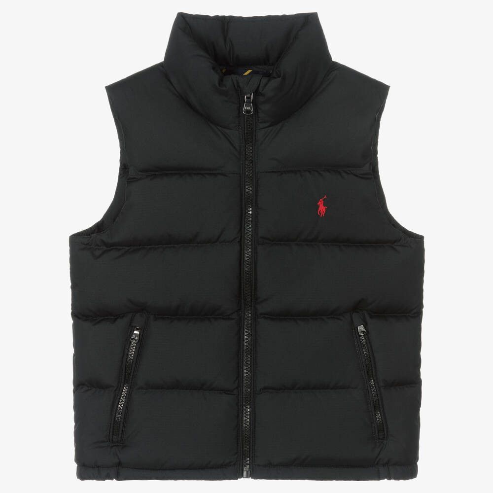 Ralph Lauren Boys Black Down Padded Puffer Gilet | Childrensalon