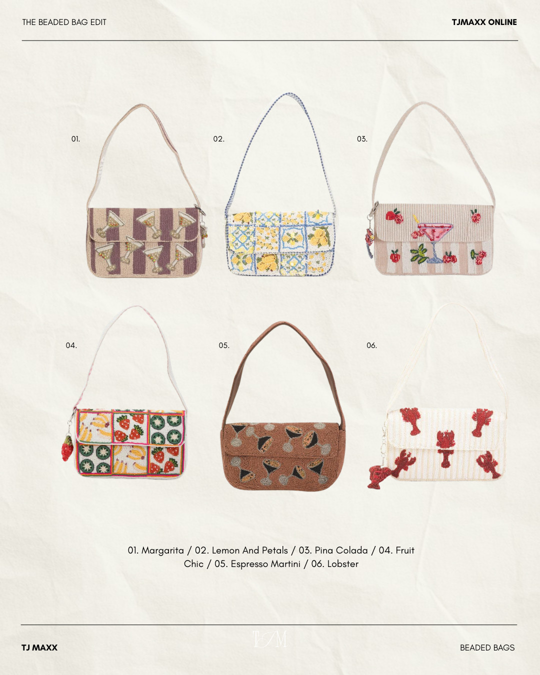 Obsessed is an understatement.TJ Maxx online has the CUTEST beaded bags right now and they are giving summer nights, girls’ dinner, and vacation cocktails all in one.
date night outfits, vacation outfits beach, spring outfits, spring dresses, spring break outfit, easter dress women, work outfits, business casual workwear, rodeo outfit inspo, easter basket stuffers, tjmaxx finds, beaded bag, statement accessories 

 #LTKootd #LTKWorkwear