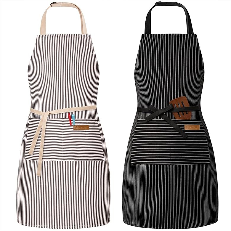 BeLuyi 2 Pack Adjustable Bib Apron with 2 Pockets Chef Cooking Kitchen Restaurant Aprons for Women M | Amazon (US)