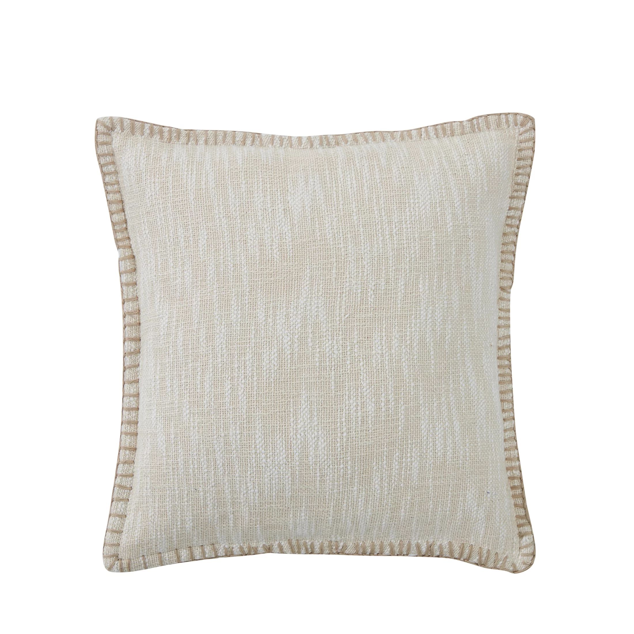 My Texas House Weston Woven Cotton Slub Square Decorative Pillow Cover, 20" x 20", Beige | Walmart (US)