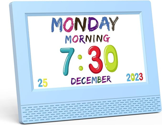 Kids Digital Alarm Clock Colorful, 7" Large LED Time Display Children's Sleep Trainer, Eye-Caring... | Amazon (US)