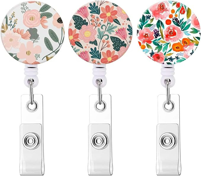 Badge Reel, Retractable Nurse Badge Holder with Alligator Clip ID Name Card Badge Clip for Office... | Amazon (US)