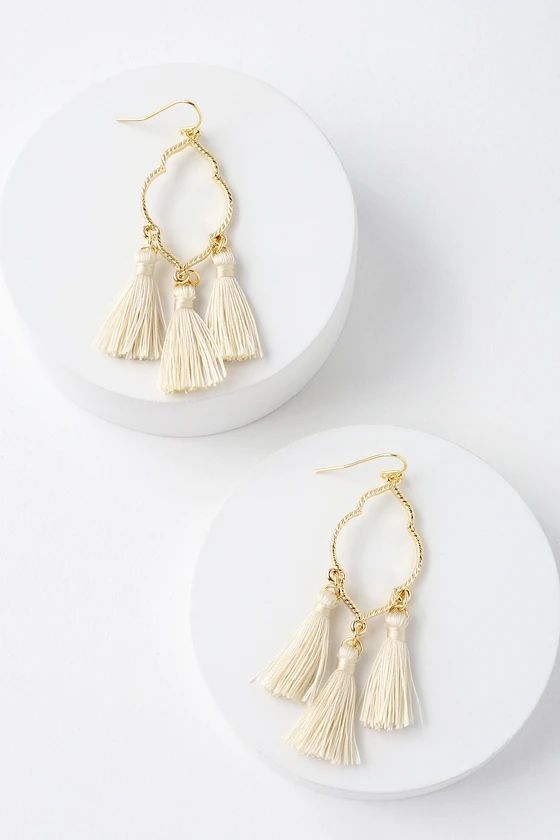 Mailie Ivory and Gold Tassel Earrings | Lulus (US)