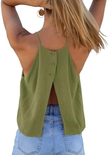 Tankaneo Womens Summer Halter Crop Tank Tops Y2k Going Out Sleeveless Tee Shirts Open Back Beach ... | Amazon (US)