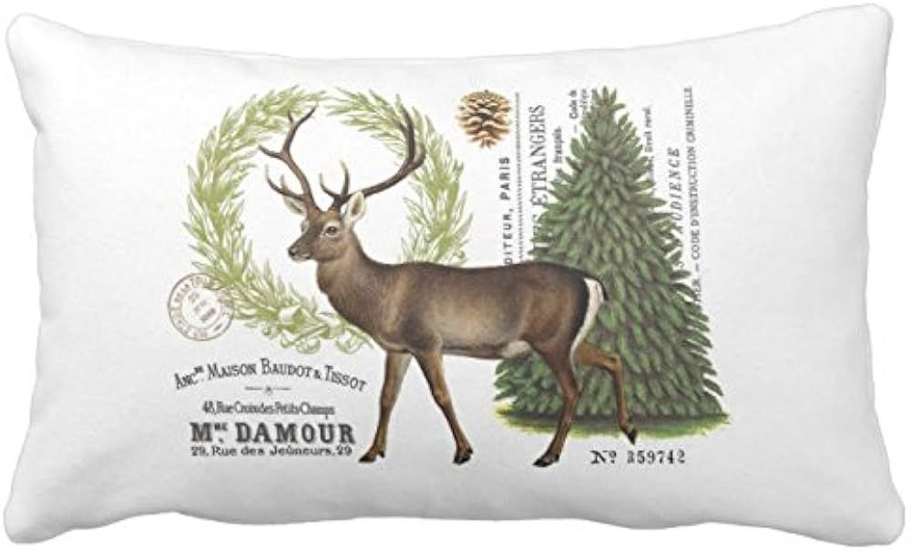 UOOPOO Modern Vintage Woodland Winter Deer Lumbar Throw Pillow Case Square 12 x 18 Inches Soft Co... | Amazon (US)