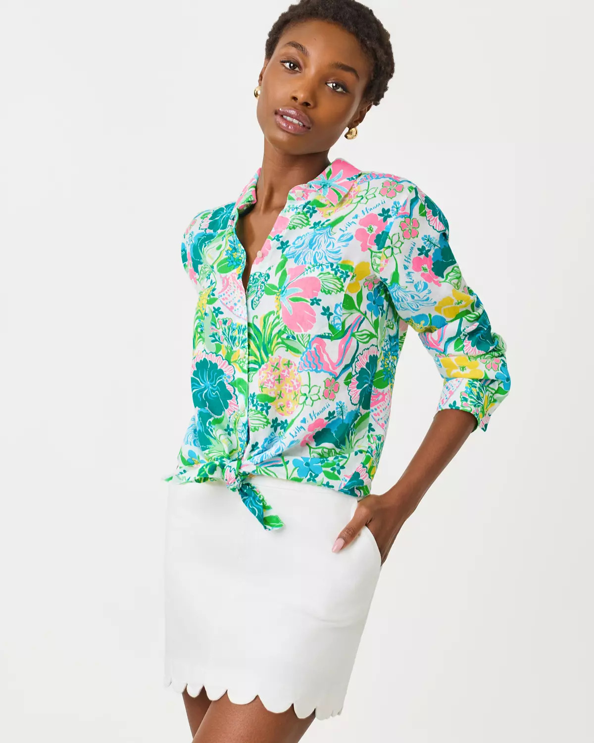 Sea View Linen Button Down Shirt | Lilly Pulitzer