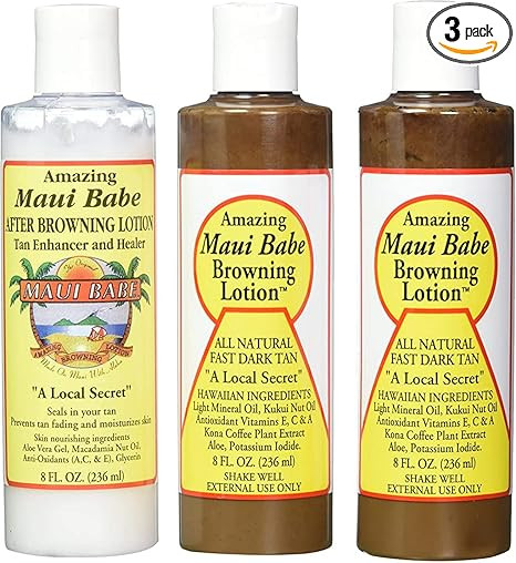 Maui Babe Tanning Pack (2 Browning Lotions 8 oz, 1 After Browning Lotion 8 oz), (Pack of 3) | Amazon (US)